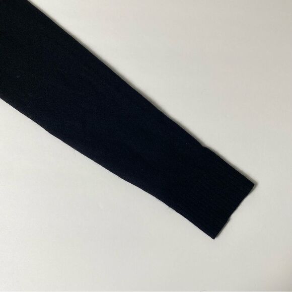 Wythe NY 100% Cashmere & Leather Black Crewneck Pullover Sweater Women's Size M - Picture 4 of 16